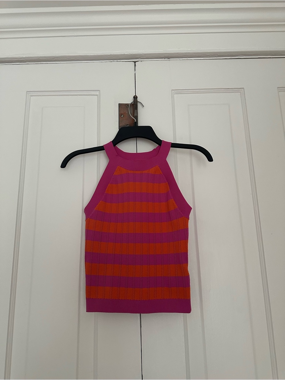 Striped Pink & Orange Knit Halter Top Women’s size S